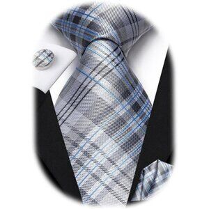 Mens Silk Tie Set Paisley Necktie Pocket Square Cufflinks Wedding Formal